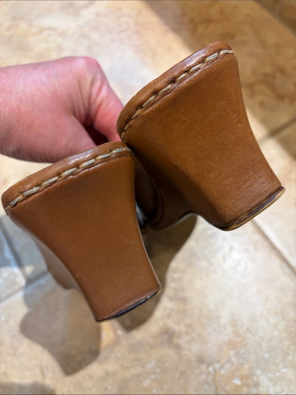 Born Brown Leather Wedge Mule Clogs - Picture 5 of 8
